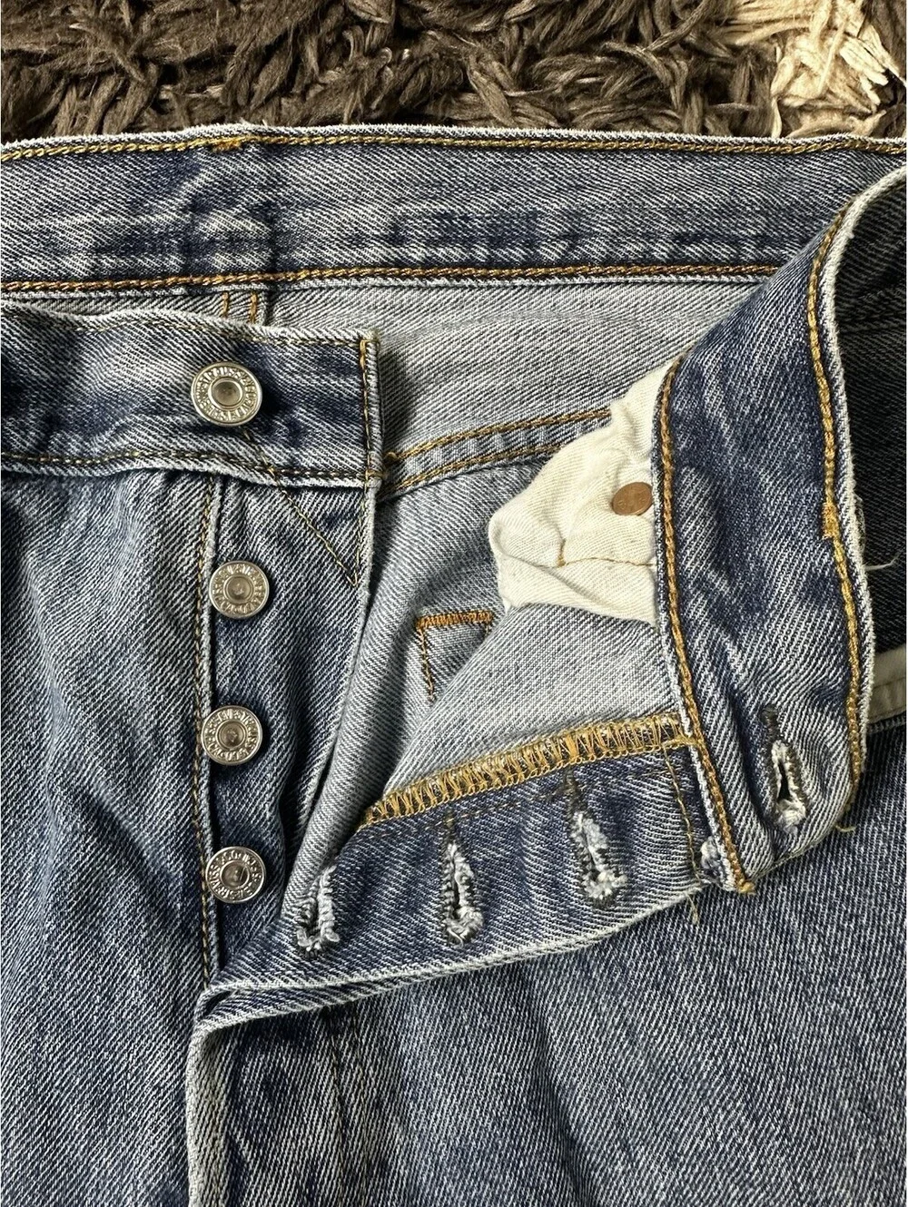 Vintage 90s Levi's 501 Button Fly Straight Leg Denim Jeans Blue Mens 34x32